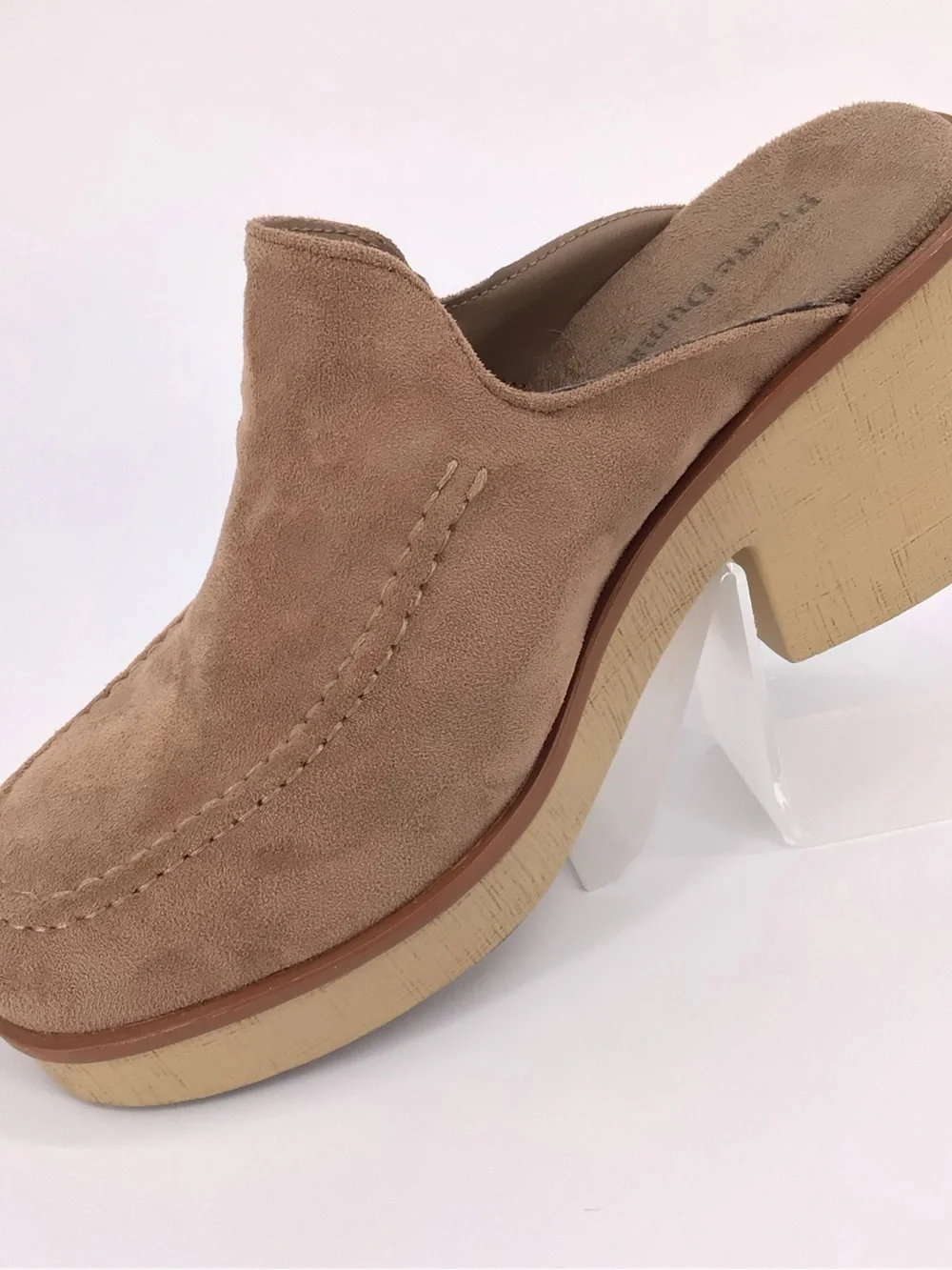 Pierre Dumas Women's Taupe Suede Closed-Toe Slide Mules Clogs Size 8.5